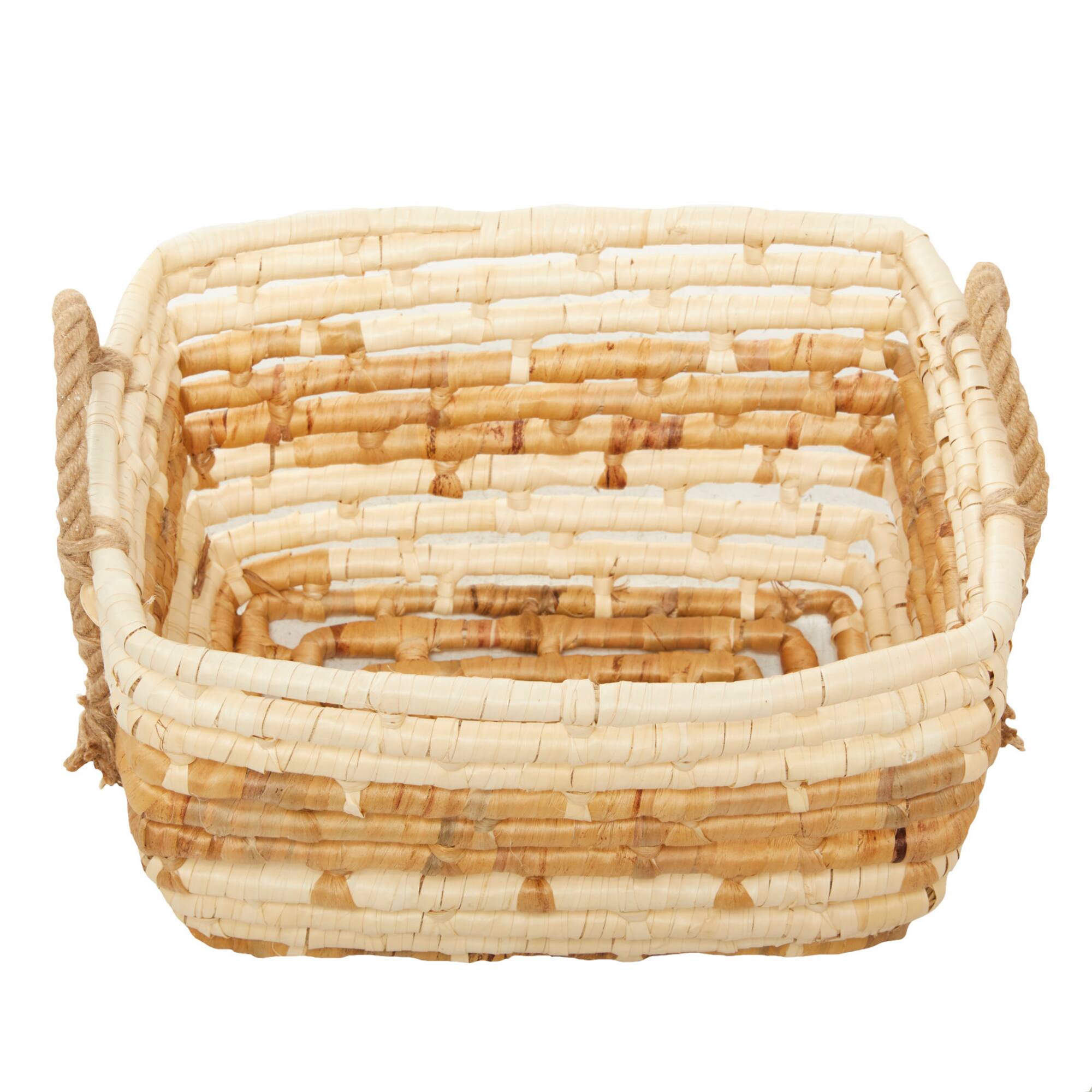 Rectangle Brown Contemporary Sea Grass Storage Basket Set